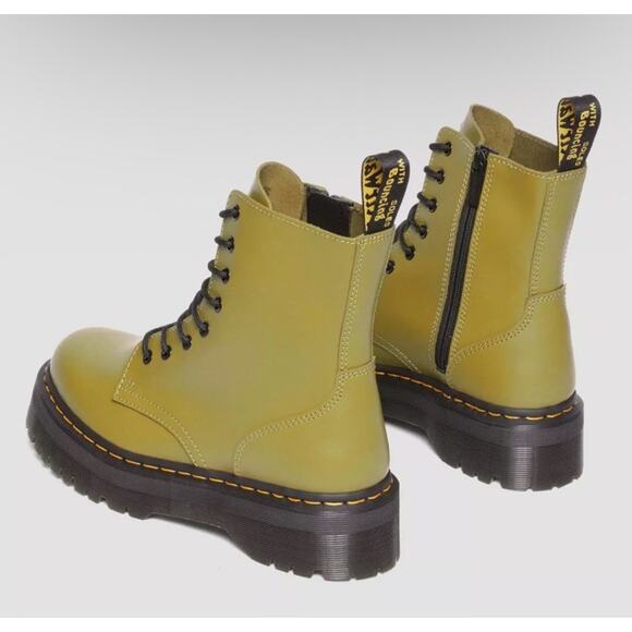 DR . MARTENS JADON BOOT SMOOTH LEATHER PLATFORMS ANTIQUE OLIVE 8 L/ 7 M - Picture 4 of 9